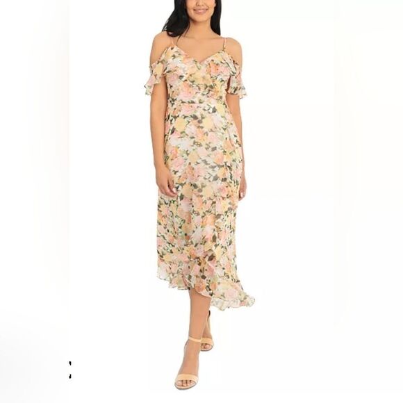 MAGGY LONDON Womens High Low Dress Floral Print Size 14 - Picture 1 of 13